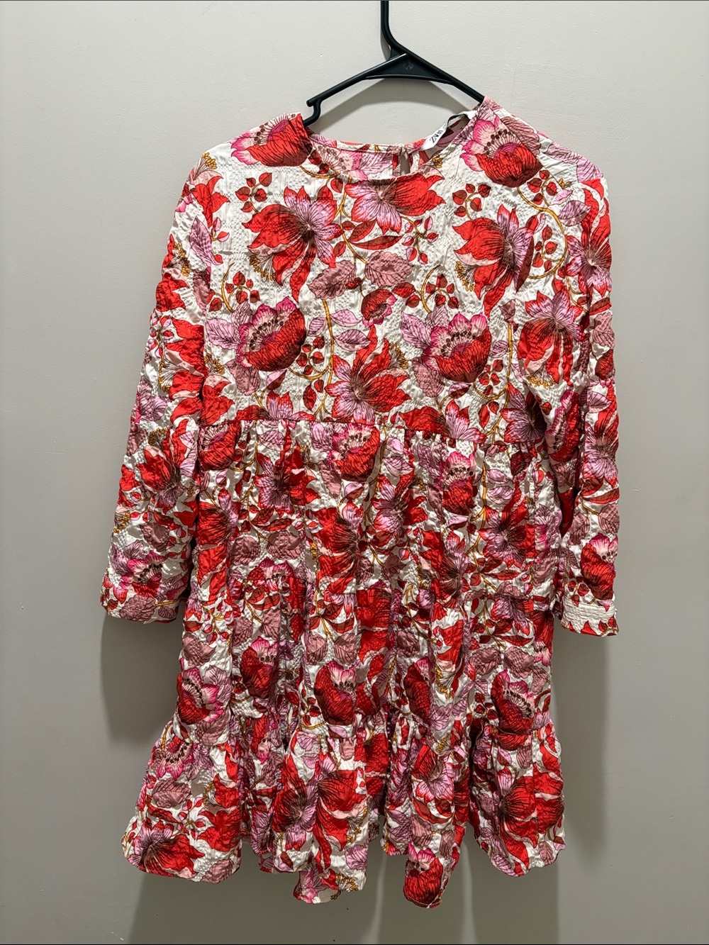 Women’s Floral Red & Pink Tiered Dress
